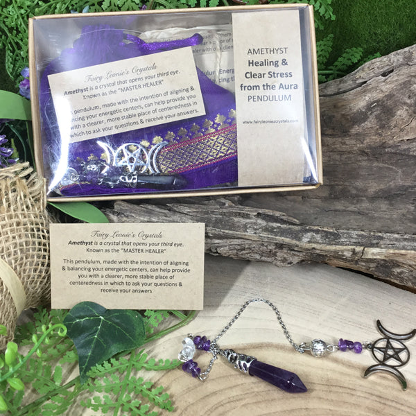 Amethyst aura cleanser heal & de-stress  pendulum