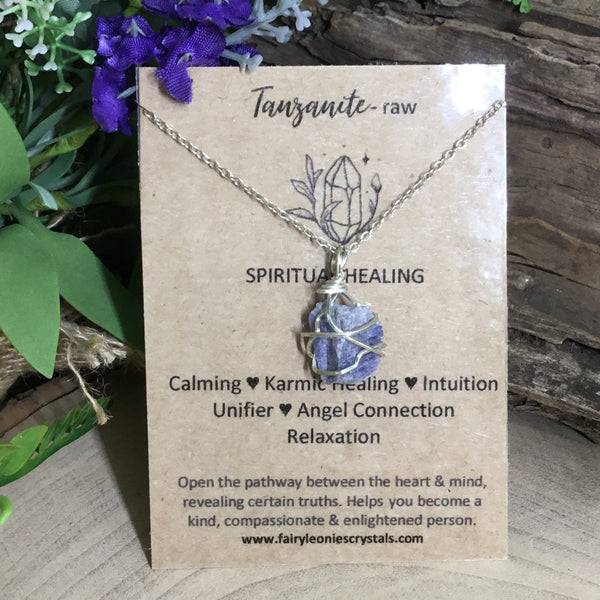 Tanzanite Wire Wrapped Pendant Necklace
