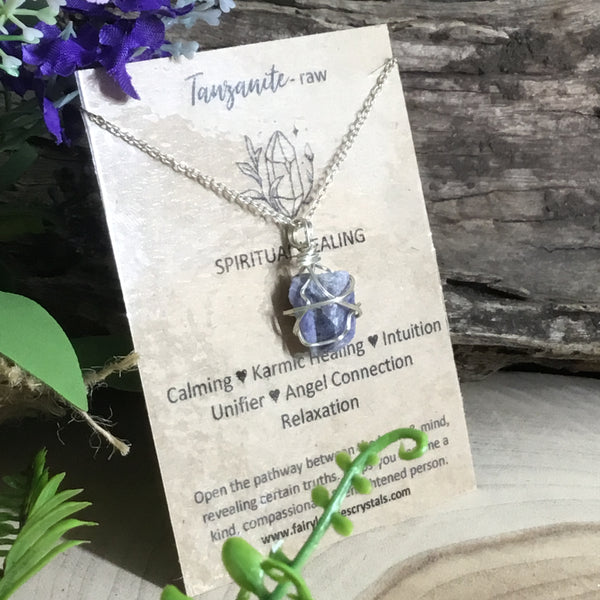 Tanzanite Wire Wrapped Pendant Necklace
