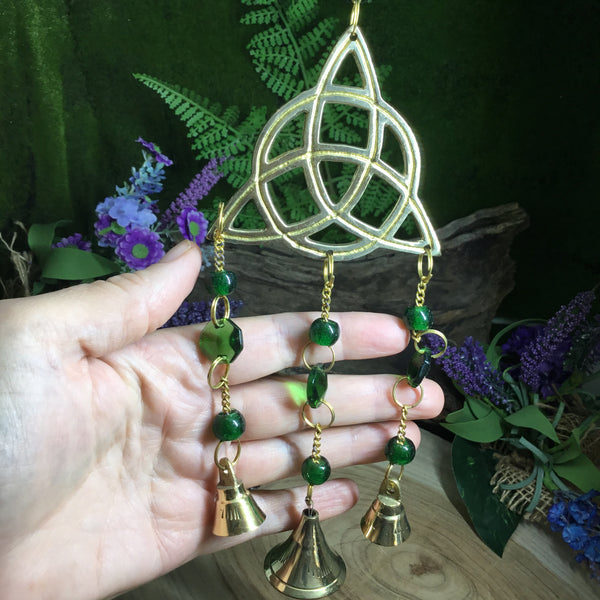 Triquetta brass bell chime protection charm. Cleanse & Purify