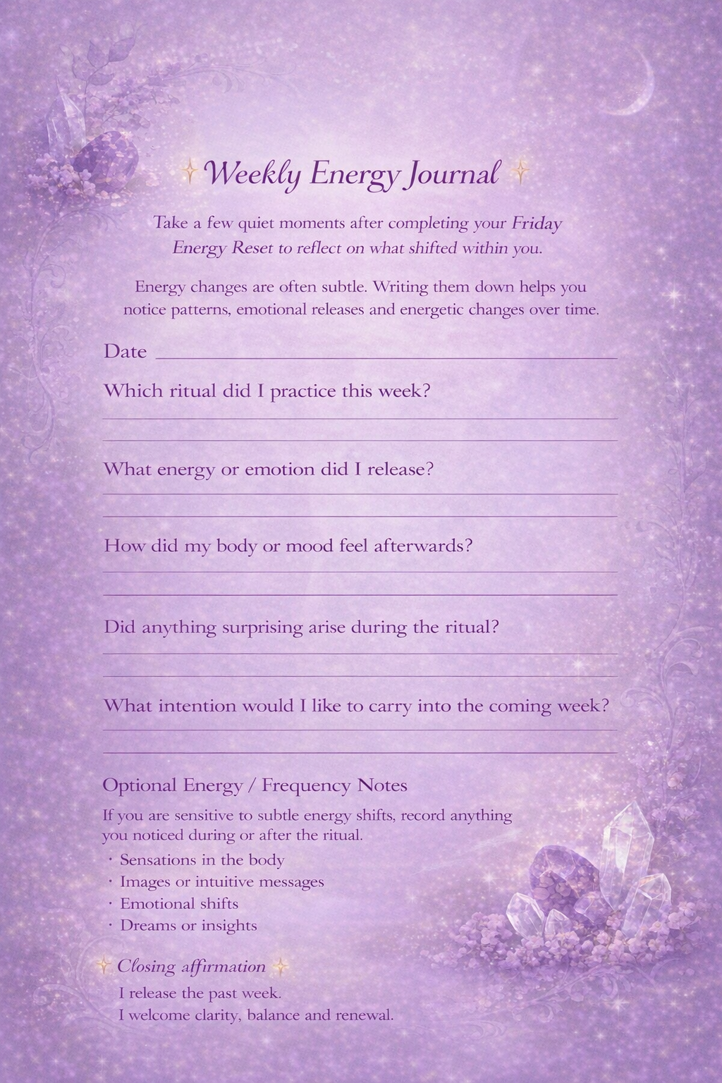 The Friday Energy Reset – Weekly Ritual Guide- Digital Book