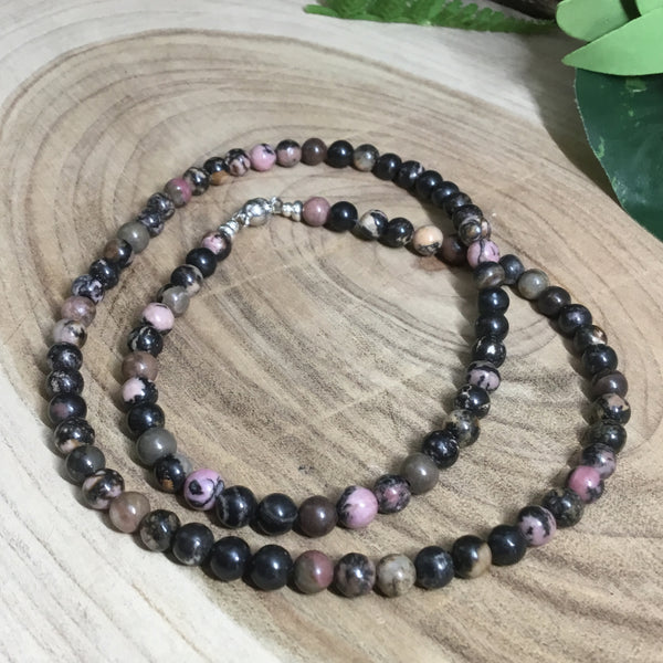 Rhodonite  Necklace  wearable energy - emotiona trauma reiki rescue