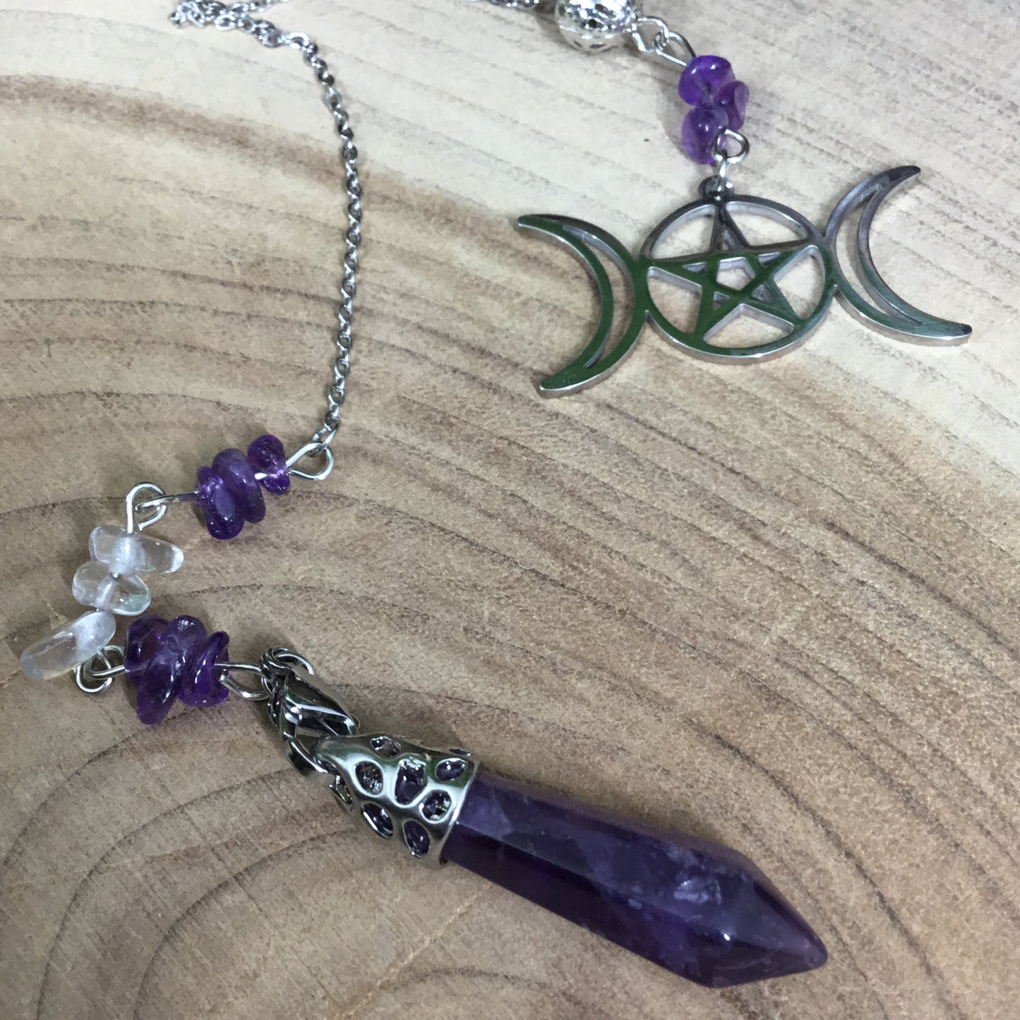Amethyst aura cleanser heal & de-stress pendulum