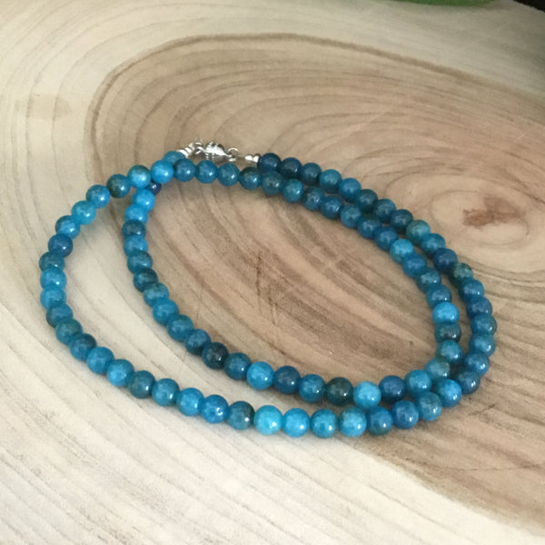 Blue Apatite  Necklace  wearable energy courage and communication