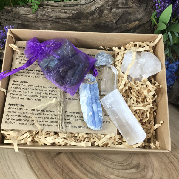 Crystal set for enhancing Psychic Abilities, Intuition and Spiritual Downloads