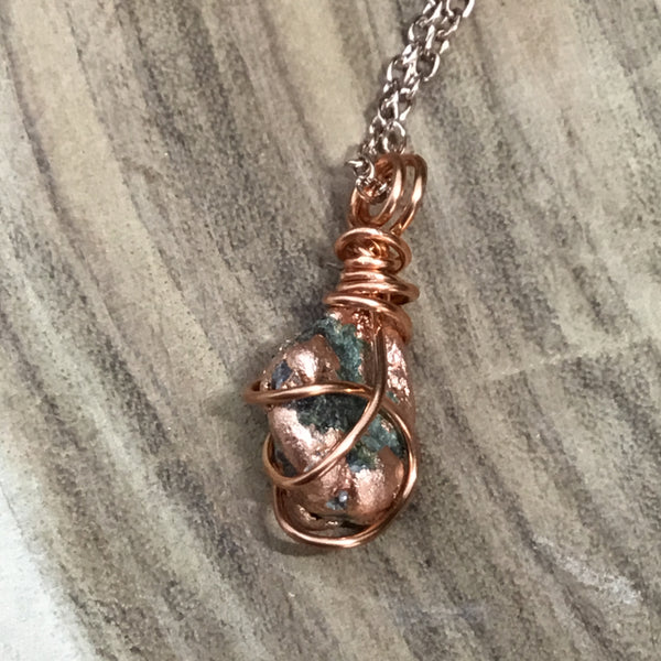 COPPER Wearable Raw Energy Natural Pendant Wire Wrapped Necklace