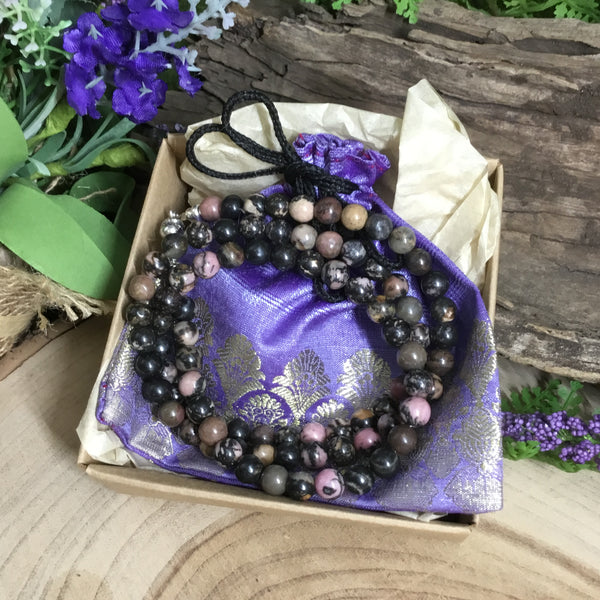 Rhodonite  Necklace  wearable energy - emotiona trauma reiki rescue