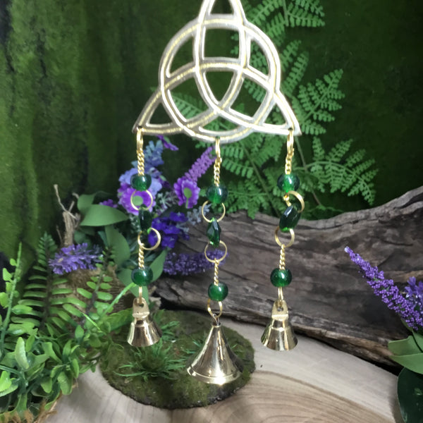 Triquetta brass bell chime protection charm. Cleanse & Purify