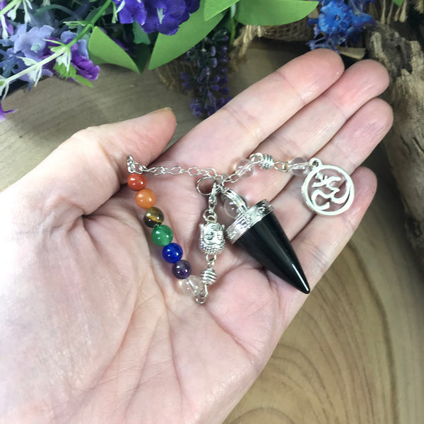 OBSIDIAN grounding pendulum. Divination- Energy Work Tool