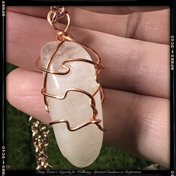 DANBURITE Wearable Energy Pendant Wire Wrapped Necklace
