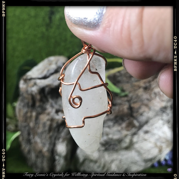 DANBURITE Wearable Energy Pendant Wire Wrapped Necklace