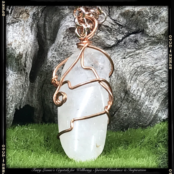 DANBURITE Wearable Energy Pendant Wire Wrapped Necklace