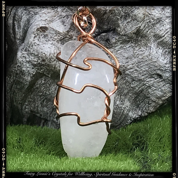 DANBURITE Wearable Energy Pendant Wire Wrapped Necklace