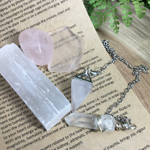 Rose Quartz Pendulum Heart Rebalancing Kit. Divination- Energy Work Tool