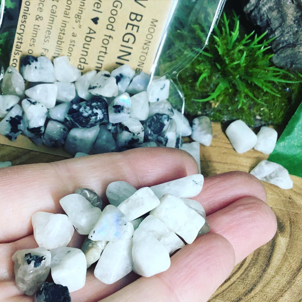 RAINBOW MOONSTONE MINI CHIP BAG-crystal grid