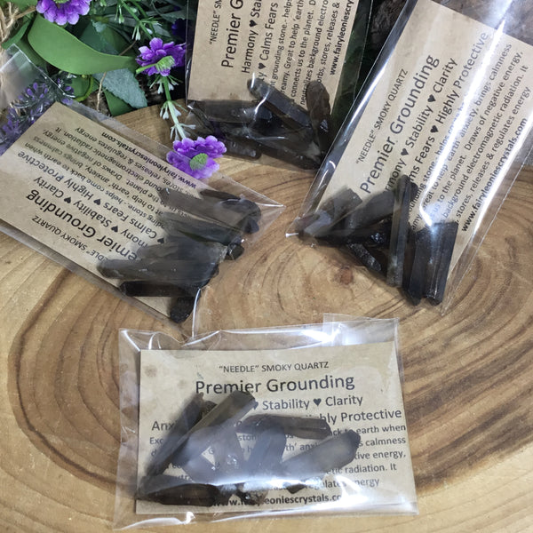 Smoky Needle Quartz Mini 30g Crystal Grid Point Pack