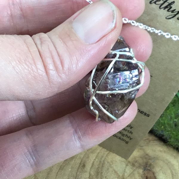 Wearable Energy Wire wrapped brandberg amethyst