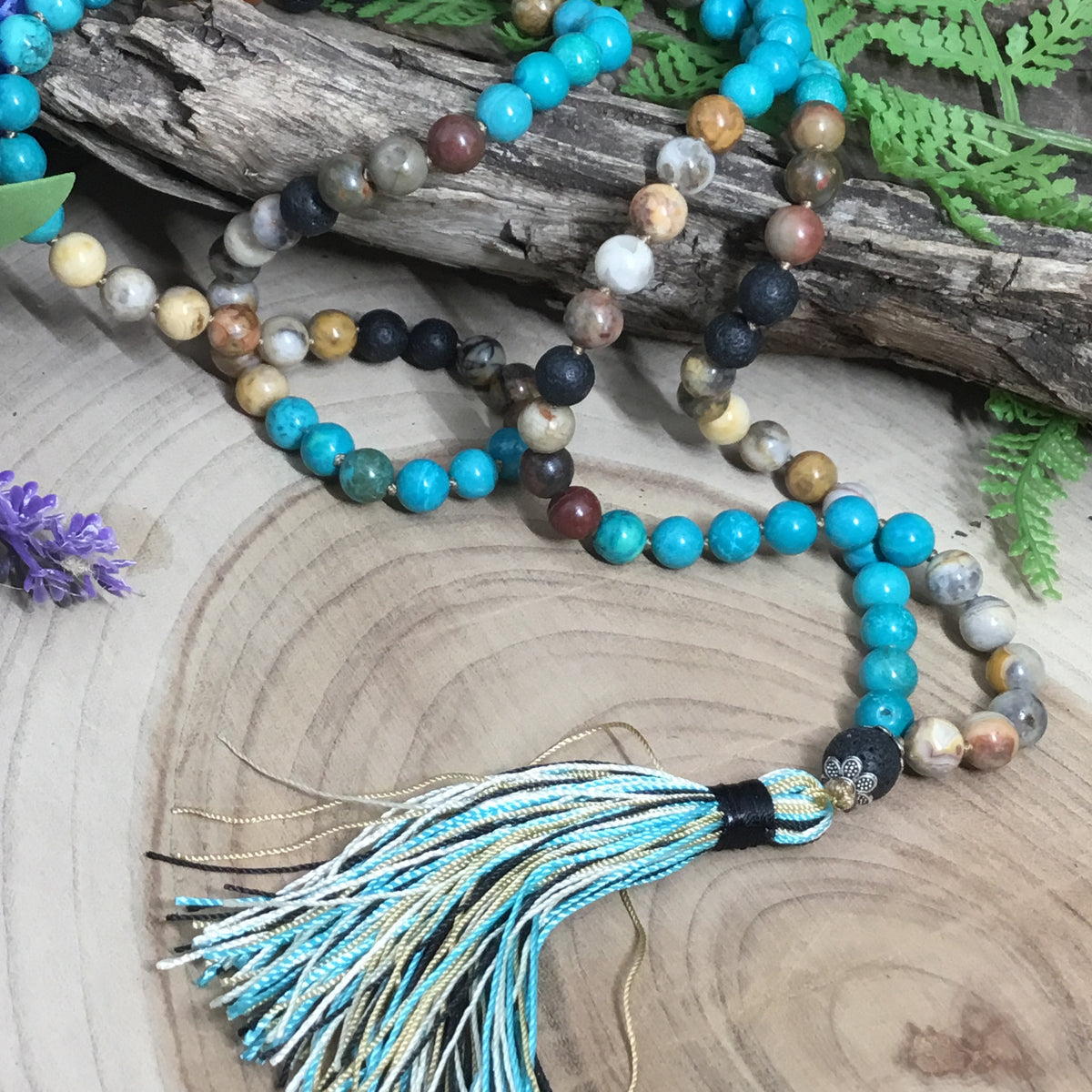 Courage & nurture crystal mala bead wearable energy necklace