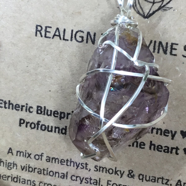 Wearable Energy Wire wrapped brandberg amethyst