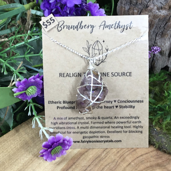 Wearable Energy Wire wrapped brandberg amethyst