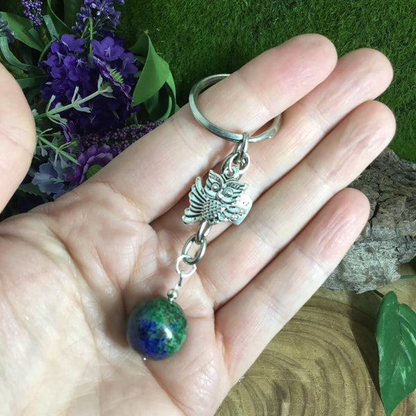 Safe Travel Malachite/Lapis Lazuli keyring charm