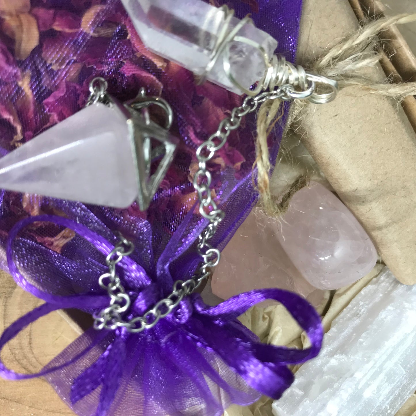 Rose Quartz Pendulum Heart Rebalancing Kit. Divination- Energy Work Tool