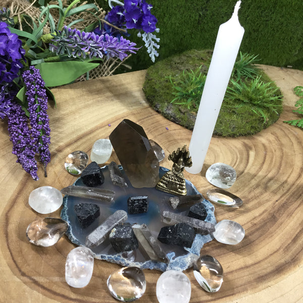 MINI CRYSTAL GRID/ALTAR KIT- protection and grounding