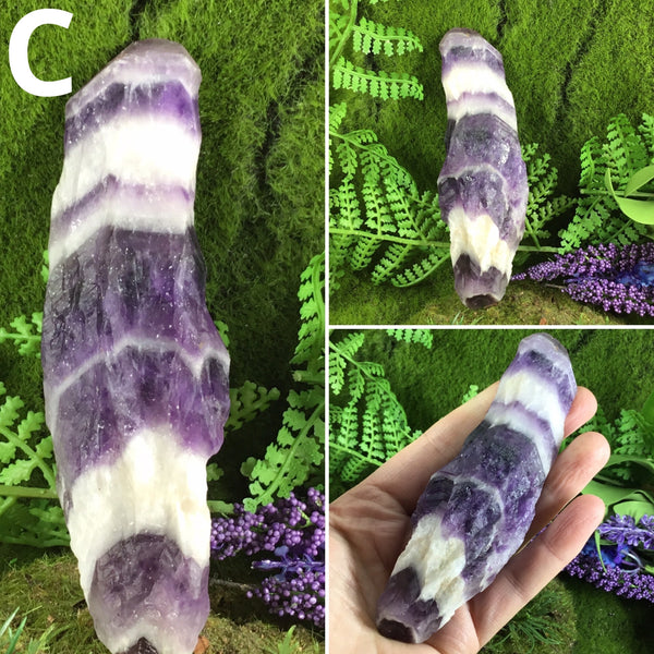 UNEARTHED TREASURE chevron amethyst natural medium wands