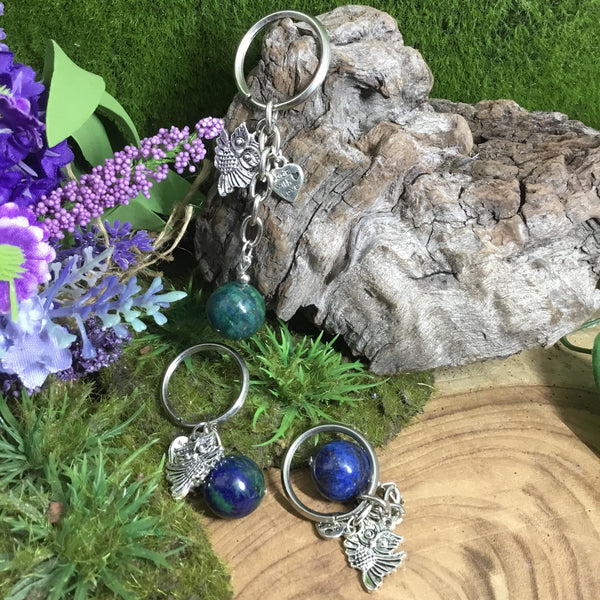 Safe Travel Malachite/Lapis Lazuli keyring charm