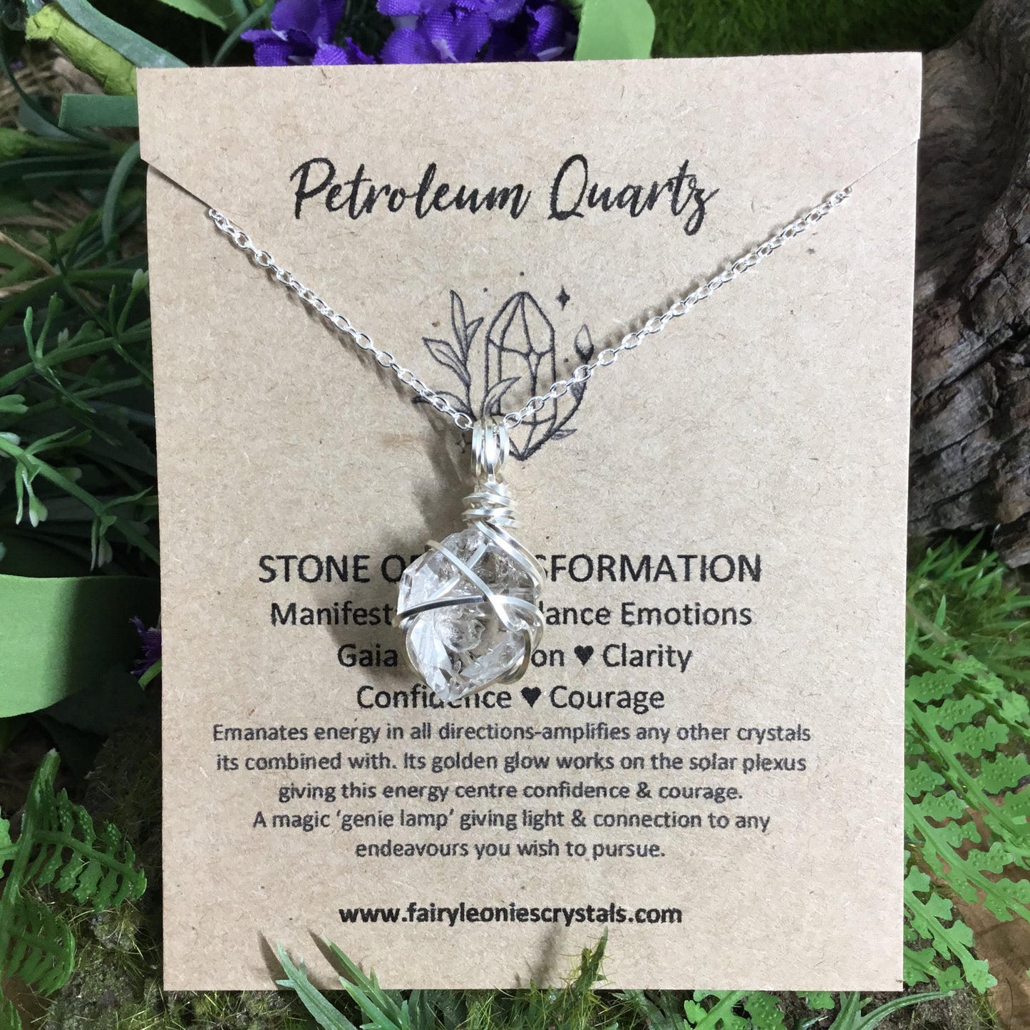 Wearable Energy PETROLEUM QUARTZ Wire Wrapped Pendant #1