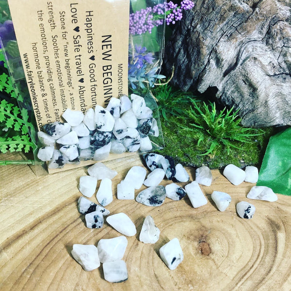 RAINBOW MOONSTONE MINI CHIP BAG-crystal grid