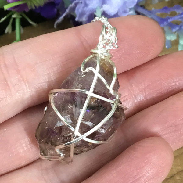Wearable Energy Wire wrapped brandberg amethyst