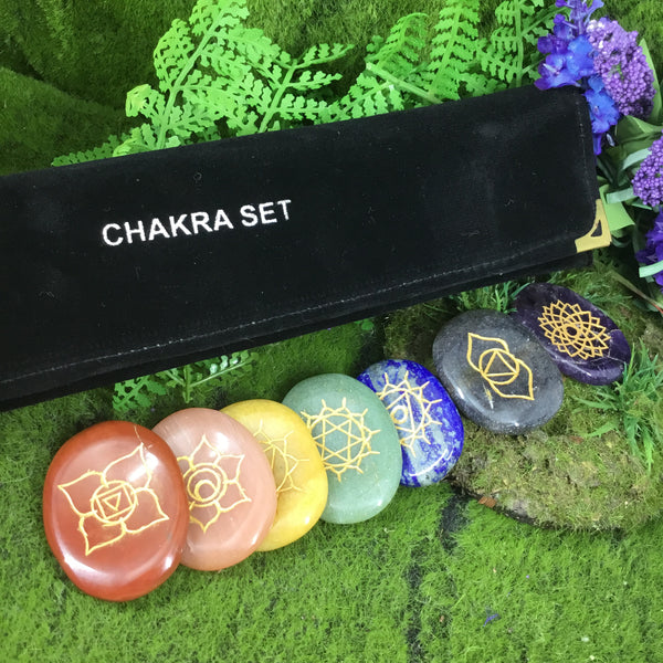 CHAKRA FLAT STONE healing crystal kit- crystals for healing and wellbeing