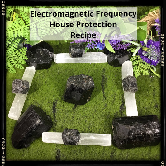 Tourmaline and selenite square crystal grid