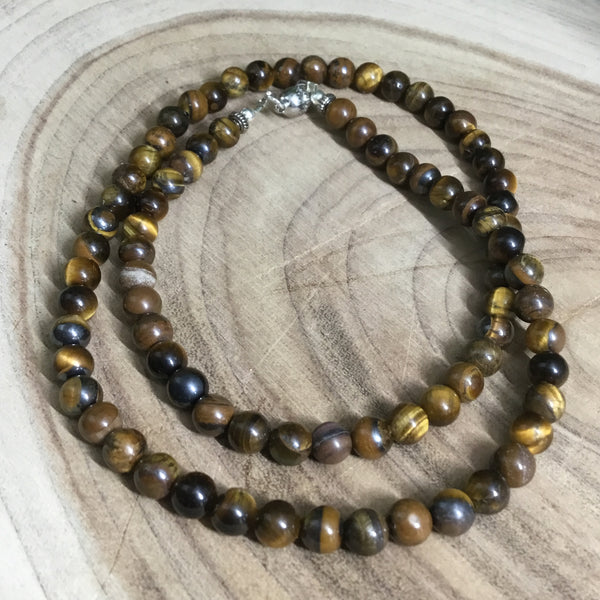 Tiger Eye Necklace  wearable energy - safe travel & protection