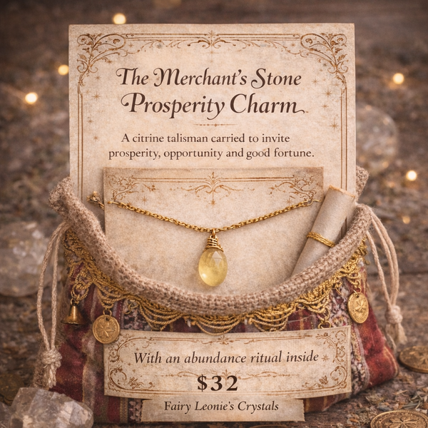 Merchant’s Stone Prosperity Charm – Citrine Necklace with Ritual