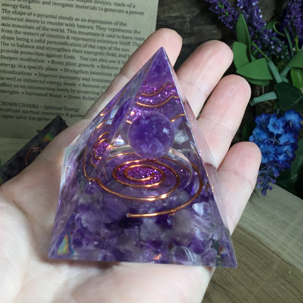 CROWN CHAKRA ORGONITE- spiritual guidance amethyst pyramid