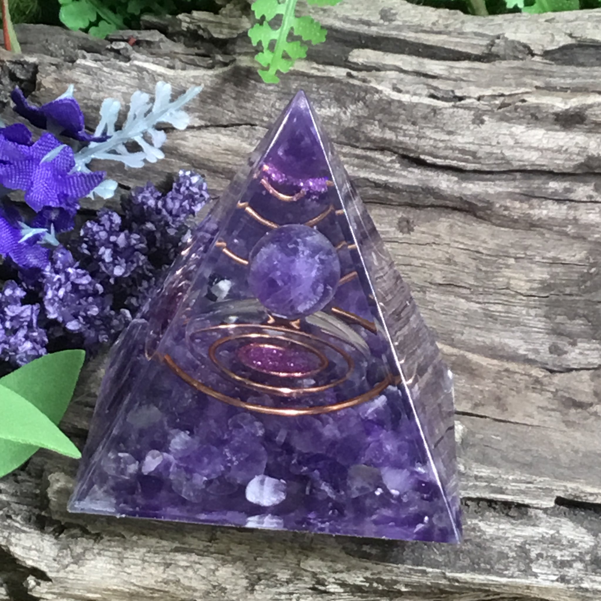 CROWN CHAKRA ORGONITE- spiritual guidance amethyst pyramid