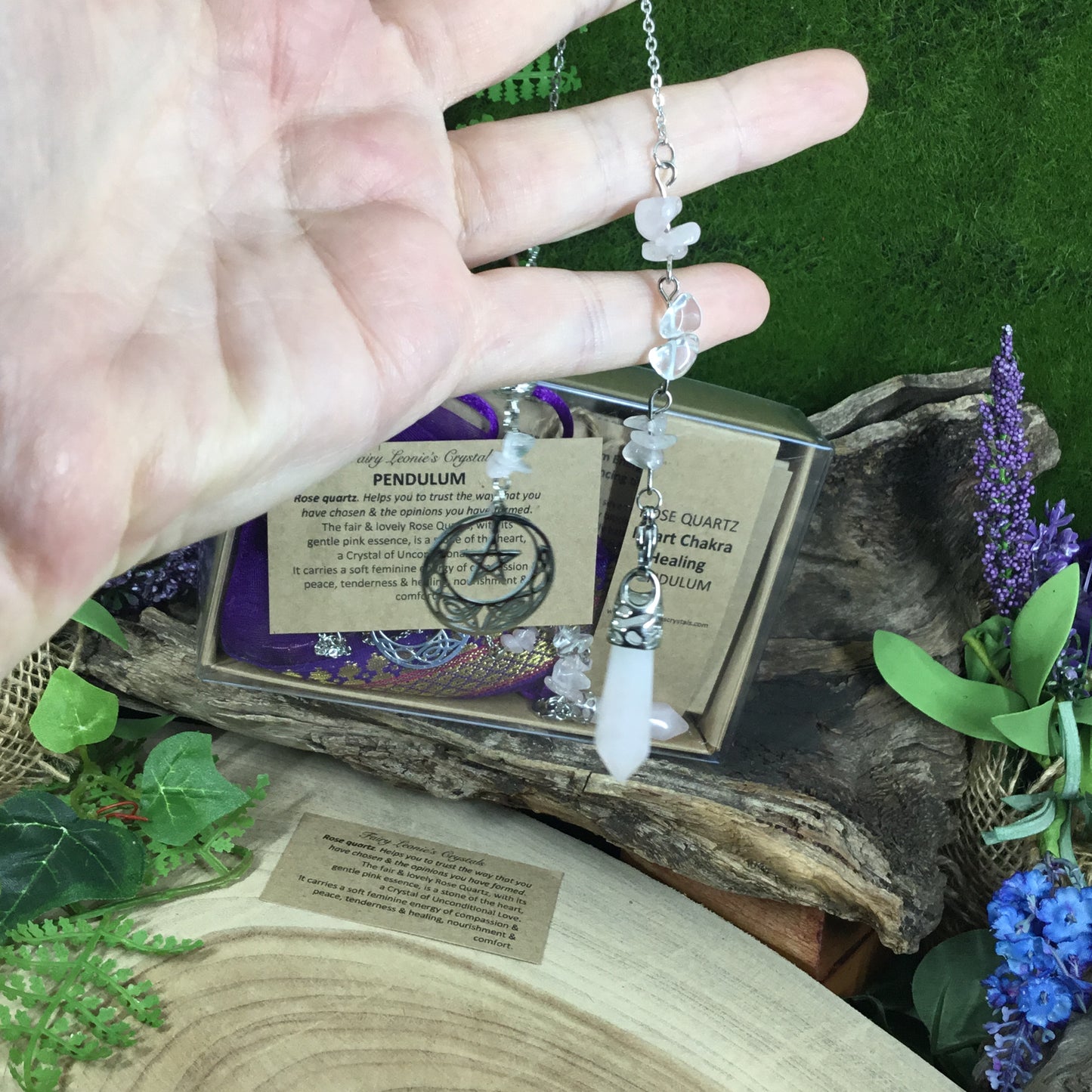 Rose Quartz - heart chakra healing  pendulum