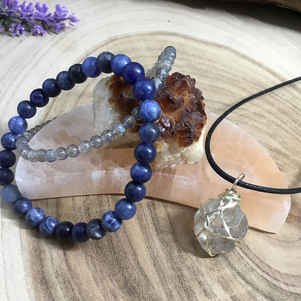 CLEANSE AND PURIFY- PEACH selenite crescent moon charging plate