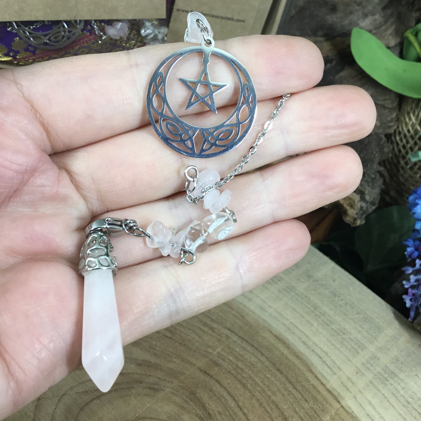 Rose Quartz - heart chakra healing  pendulum