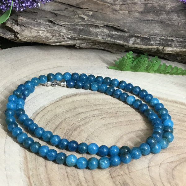 Blue Apatite  Necklace  wearable energy courage and communication