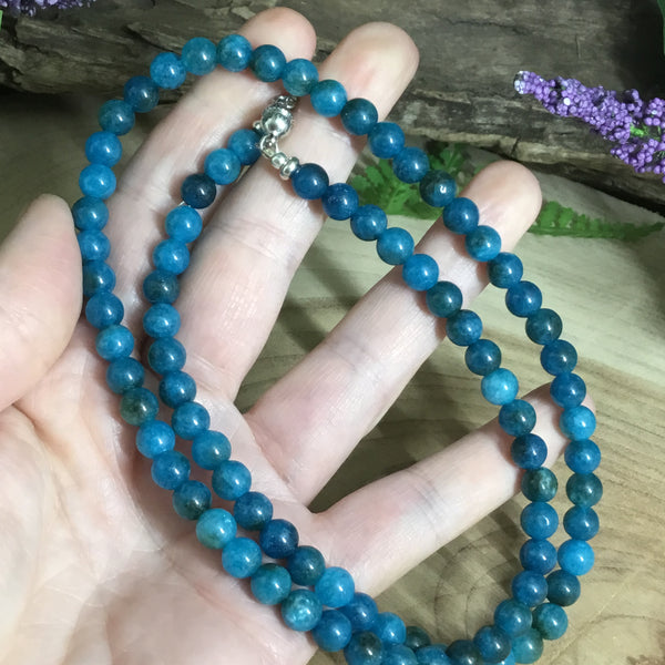 Blue Apatite  Necklace  wearable energy courage and communication
