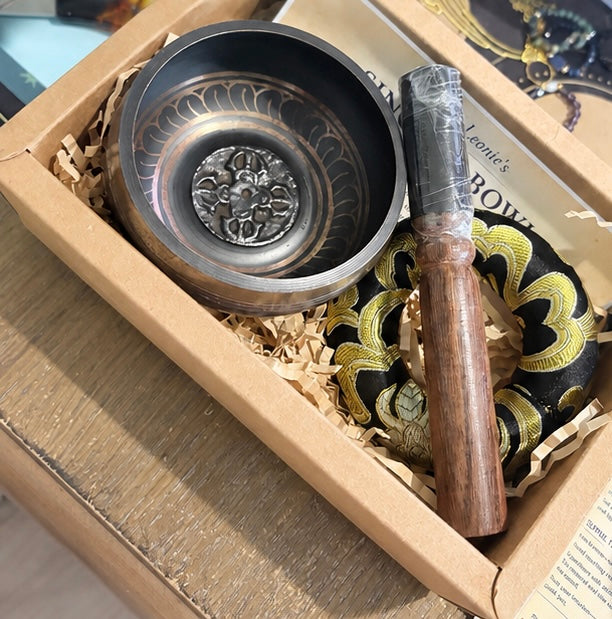 MINI SINGING BOWL SET  - Black and Gold Small Singing Bowl