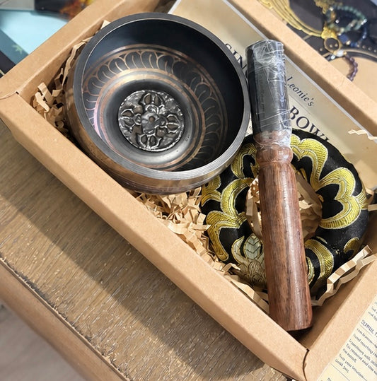 MINI SINGING BOWL SET  - Black and Gold Small Singing Bowl
