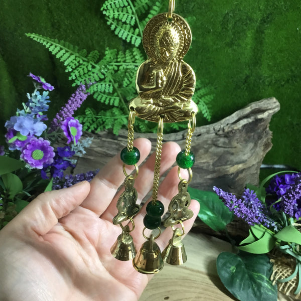 Buddah brass bell chime protection charm