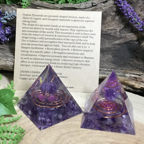 CROWN CHAKRA ORGONITE- spiritual guidance amethyst pyramid