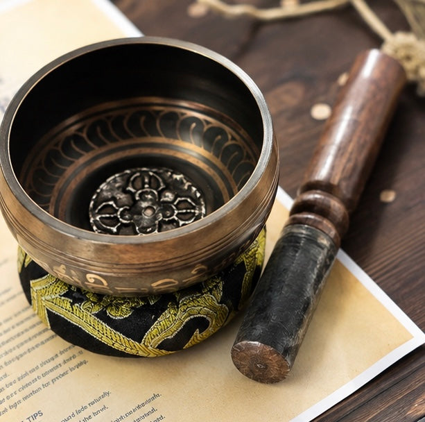 MINI SINGING BOWL SET  - Black and Gold Small Singing Bowl