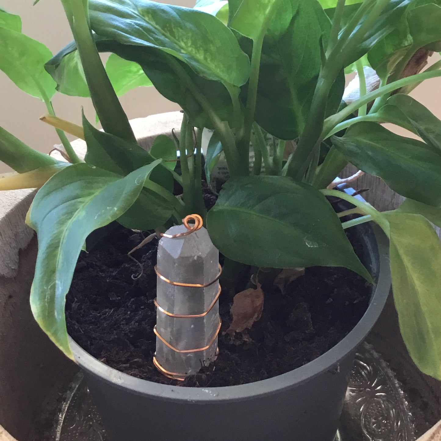 Setof 3 miniElectroculture - copper & Quartz  house plant energy enhancers