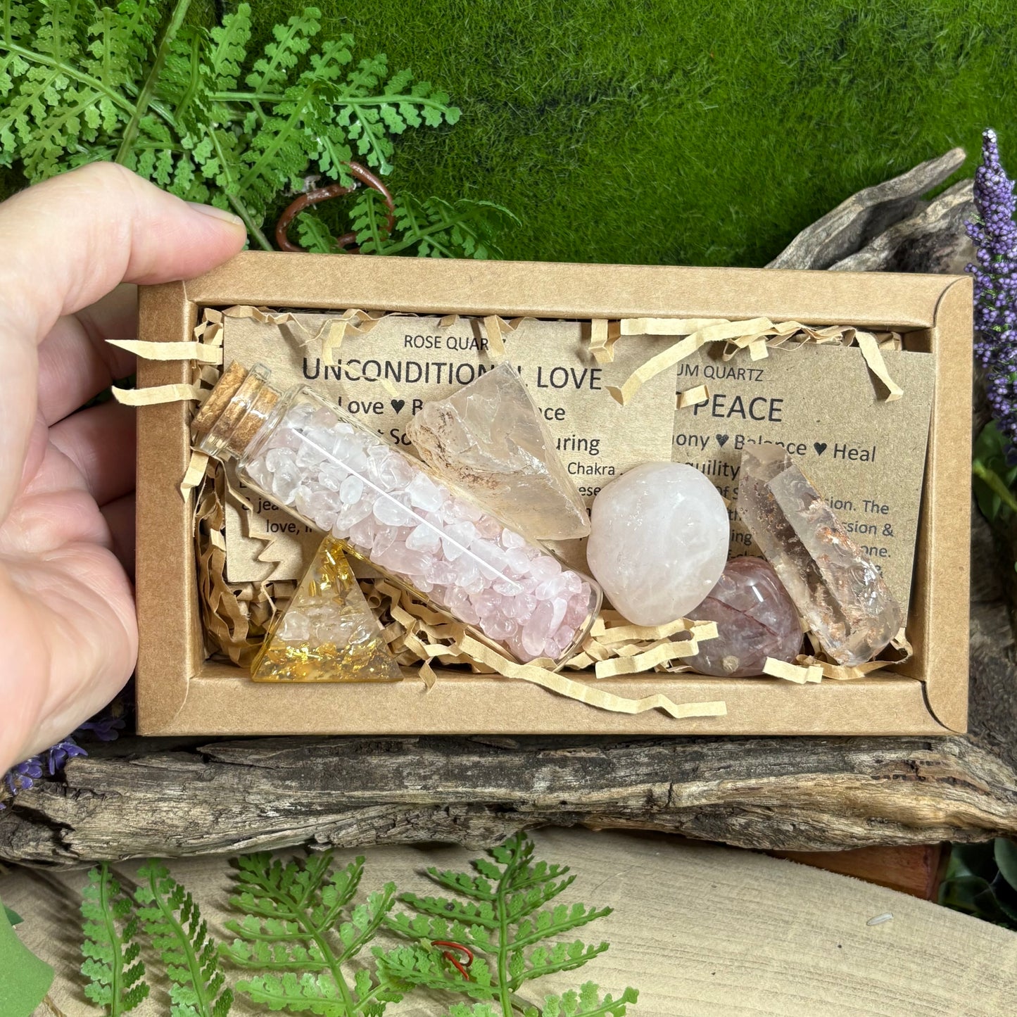 Heart Sanctuary Crystal Set – Rose Quartz & Lithium Healing Collection